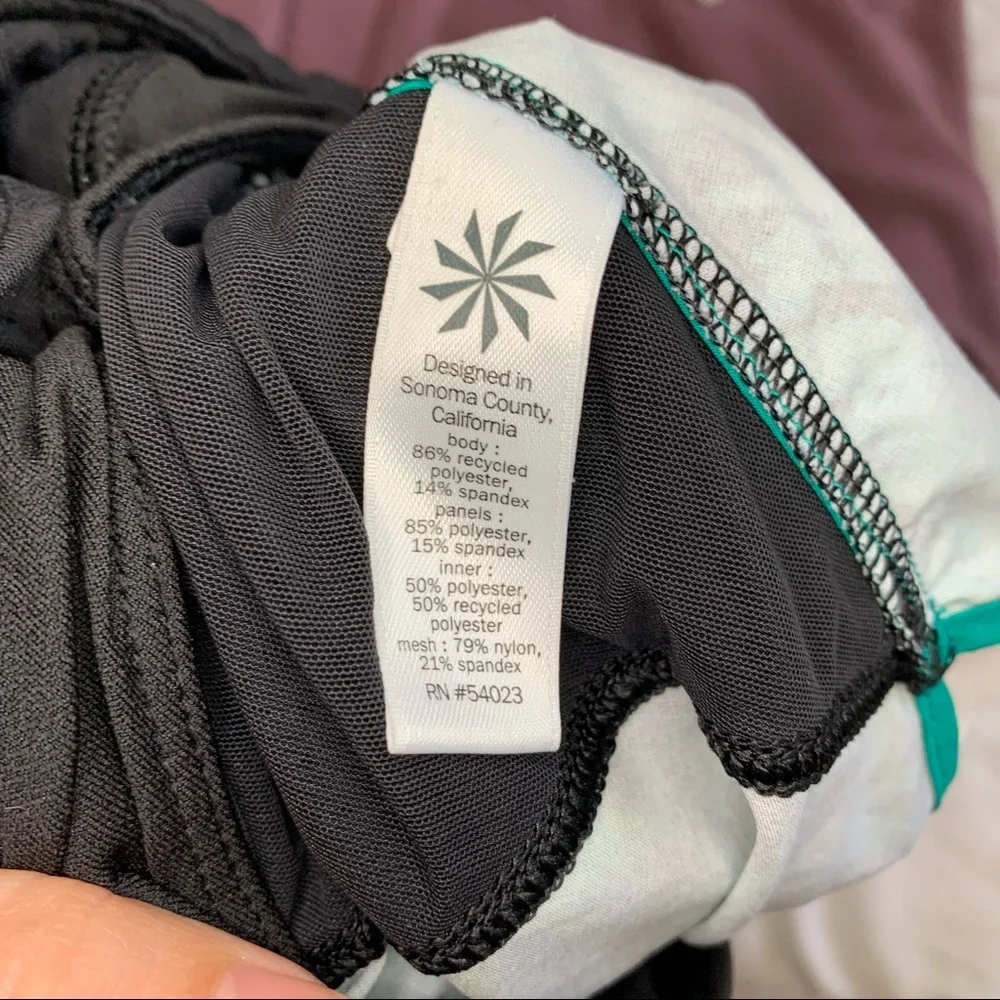 Athleta Green/Black Tropical Running Shorts Size XS - Picture 5 of 7